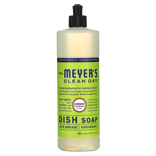 Mrs. Meyers Clean Day-Dish Soap-Lemon Verbena Scent-16 fl oz (473 ml)