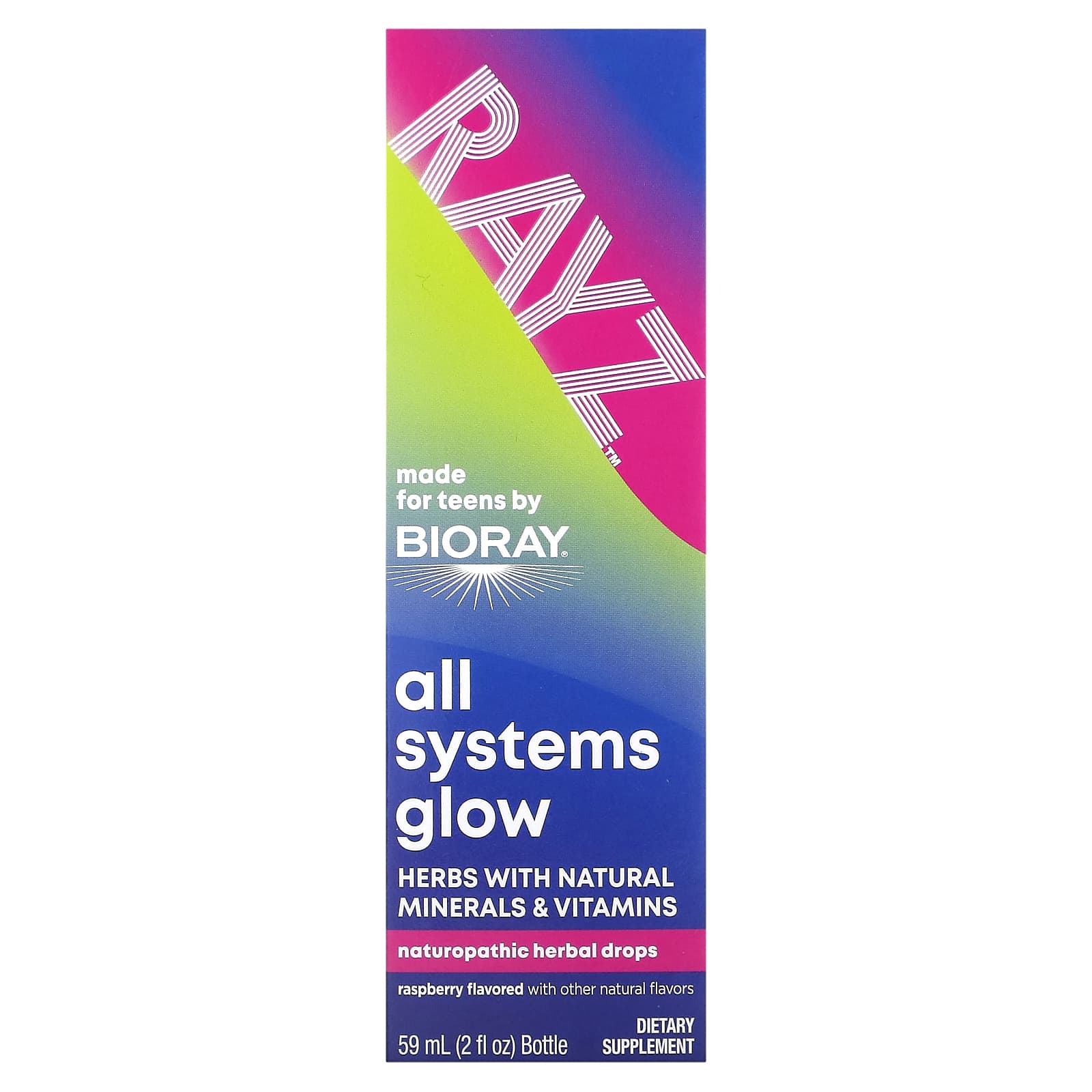 Bioray-Rayz-All Systems Glow-For Teens-Raspberry-2 fl oz (59 ml)