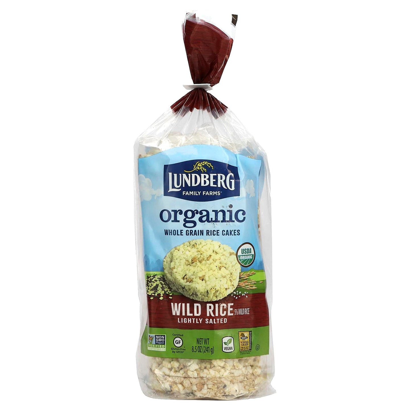 Lundberg-Organic Whole Grain Rice Cakes-Wild Rice-Lightly Salted-8.5 oz (241 g)