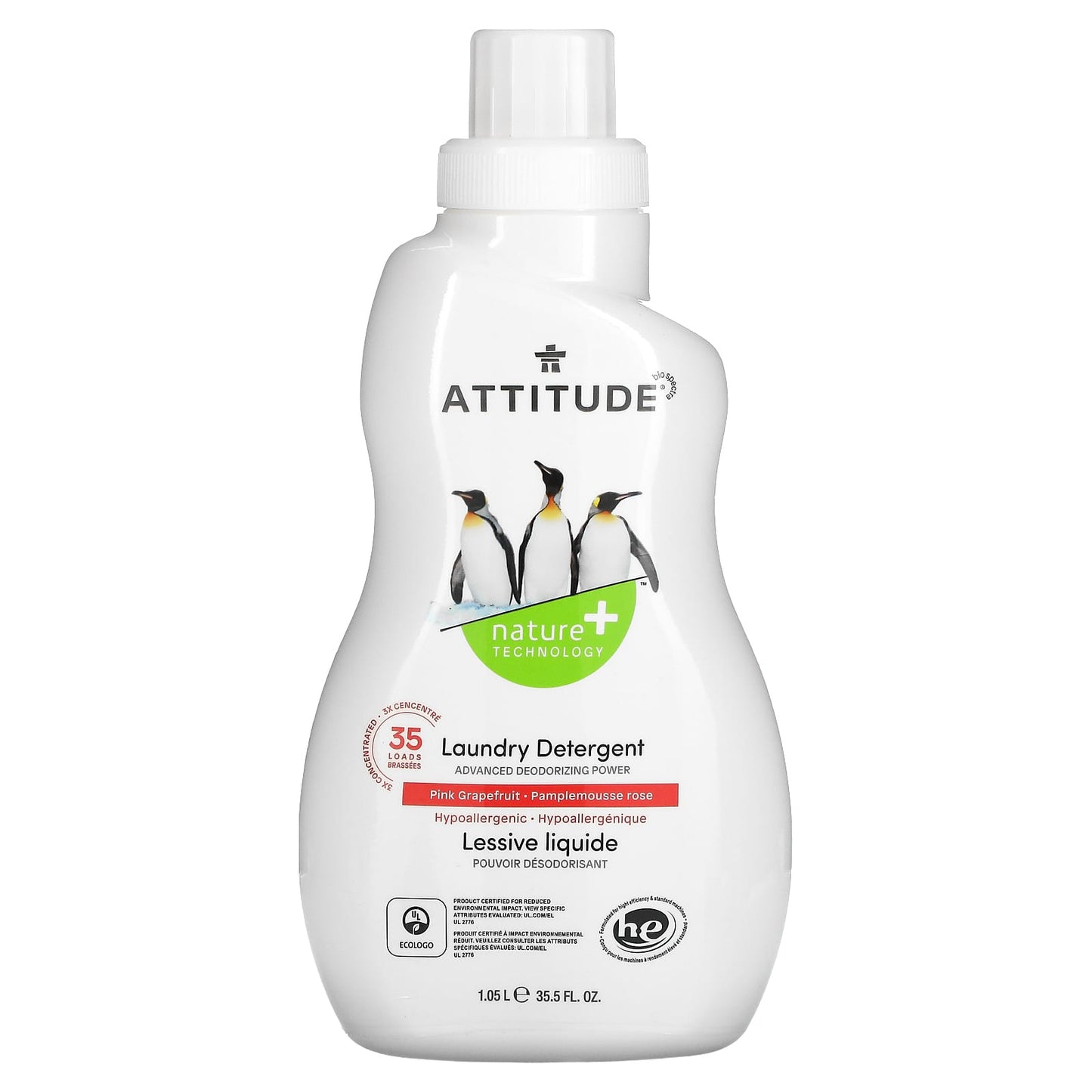 ATTITUDE-Laundry Detergent-Pink Grapefruit-35 Loads-35.5 fl oz (1.05 l)