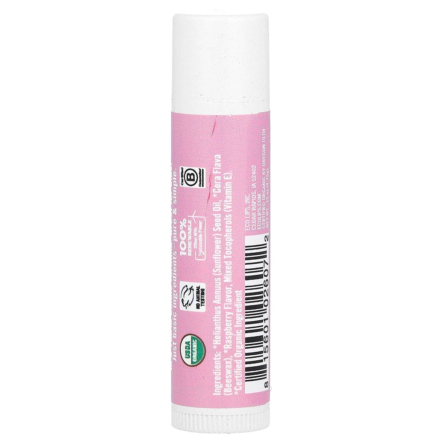 Eco Lips, Pure & Simple, Lip Balm, Raspberry, 0.15 oz (4.25 g)