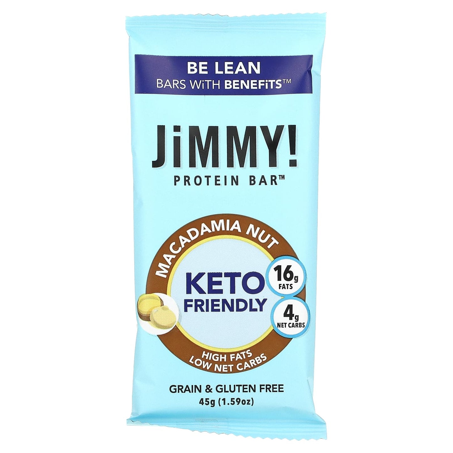 JiMMY!, Be Lean Bars With Benefits, Macadamia Nut, 12 Protein Bars, 1.59 oz (45 g ) Each