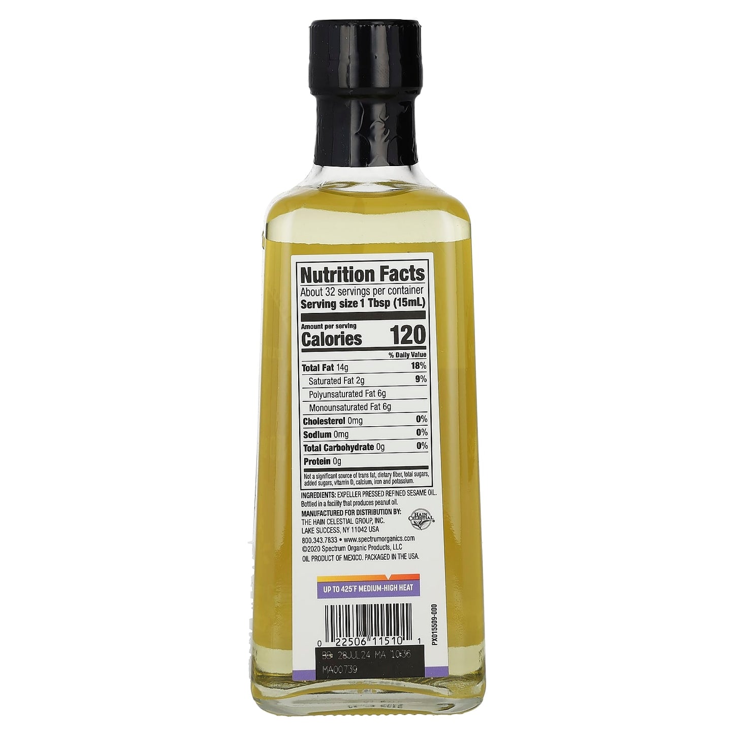 Spectrum Culinary, Sesame Oil, Refined , 16 fl oz (473 ml)