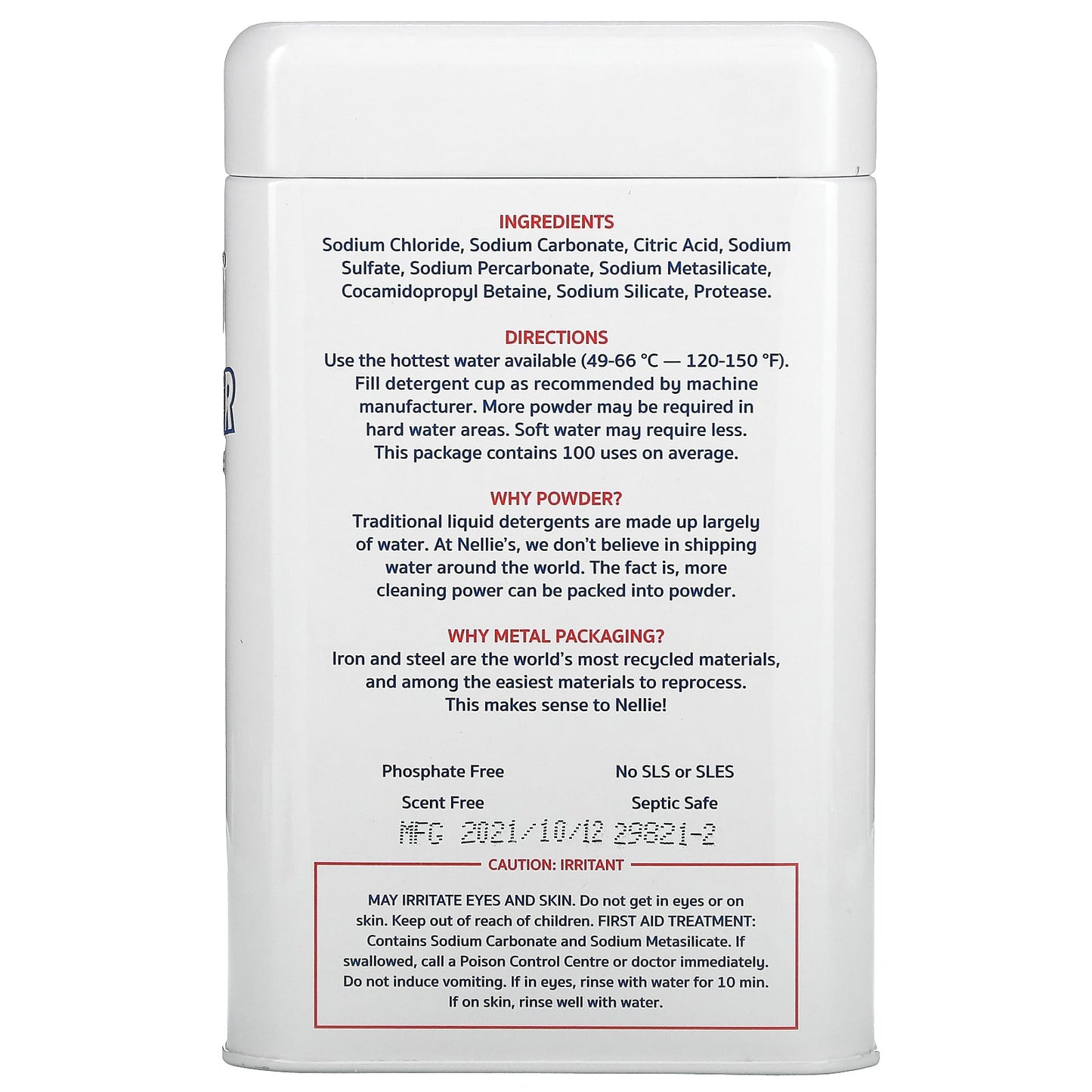 Nellie's, Nellie's Dishwasher Powder, 3.5 lb (1.6 kg)