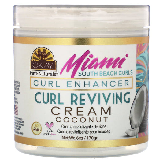 Okay Pure Naturals-Miami South Beach Curls-Curl Enhancer-Curl Reviving Cream-6 oz (170 g)