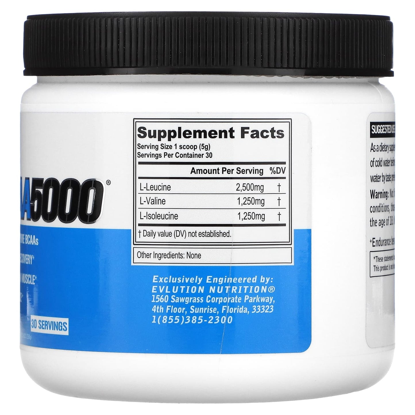 EVLution Nutrition, BCAA5000, Unflavored, 5.3 oz (150 g)