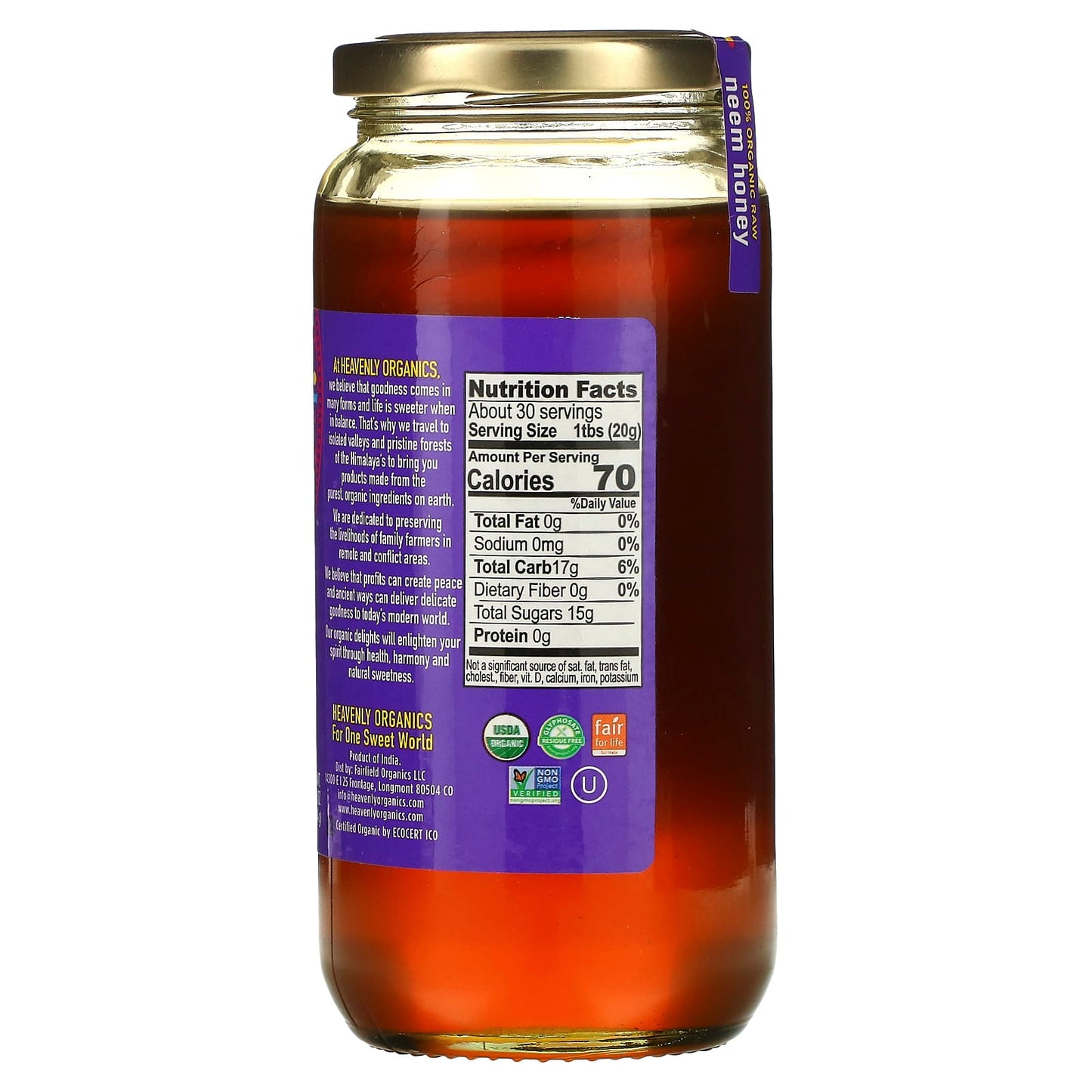 Heavenly Organics, 100% Organic Neem Honey, 22 oz (624 g)