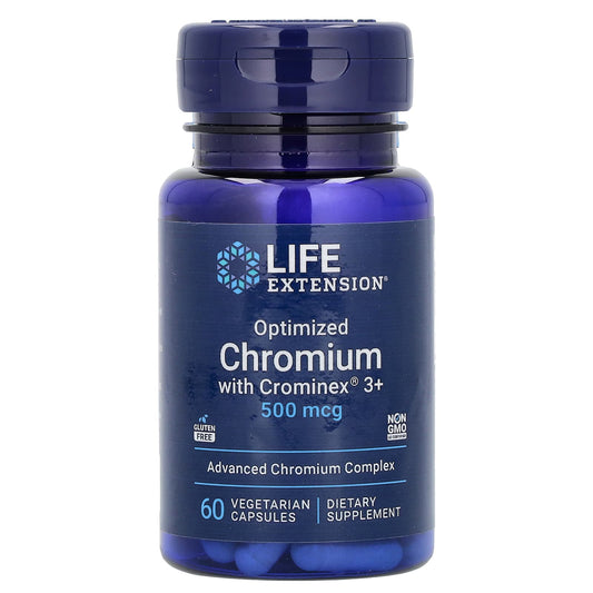 Life Extension-Optimized Chromium with Crominex 3+-500 mcg-60 Vegetarian Capsules