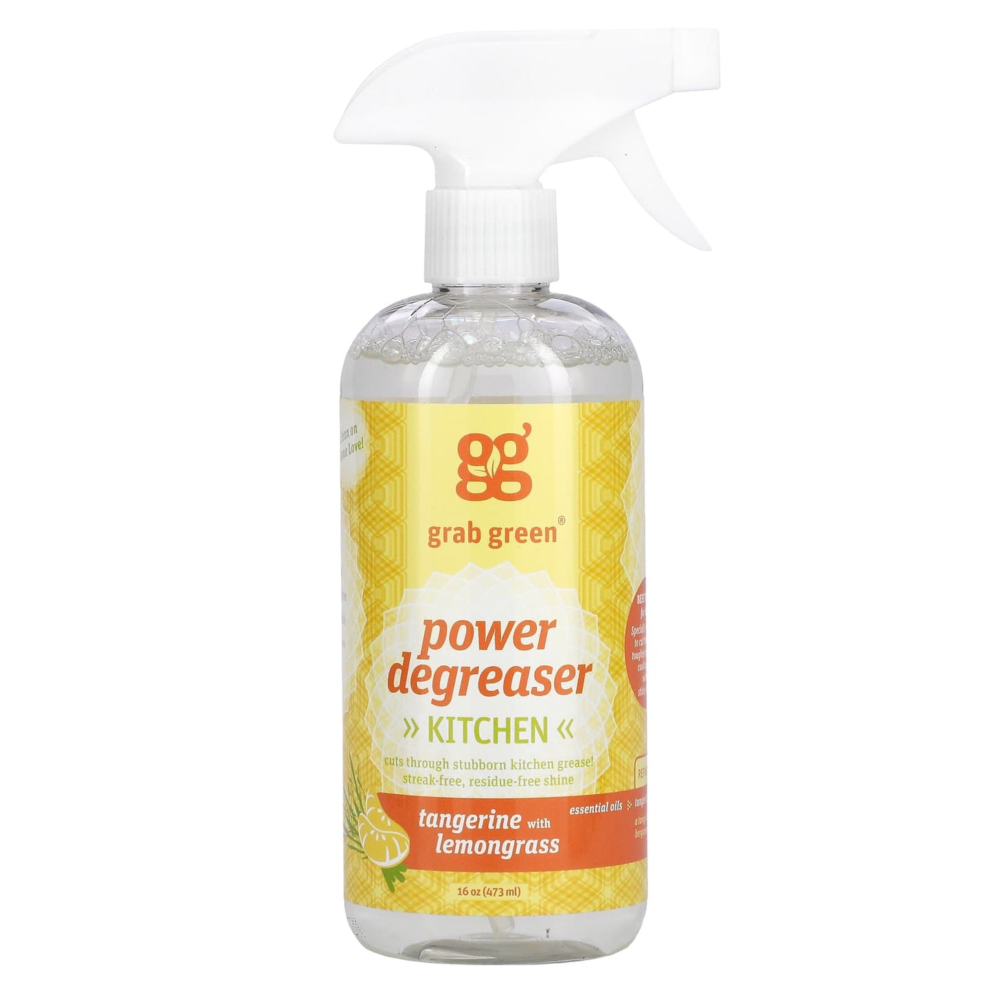 Grab Green-Kitchen Power Degreaser-Tangerine with Lemongrass-16 oz (473 ml)