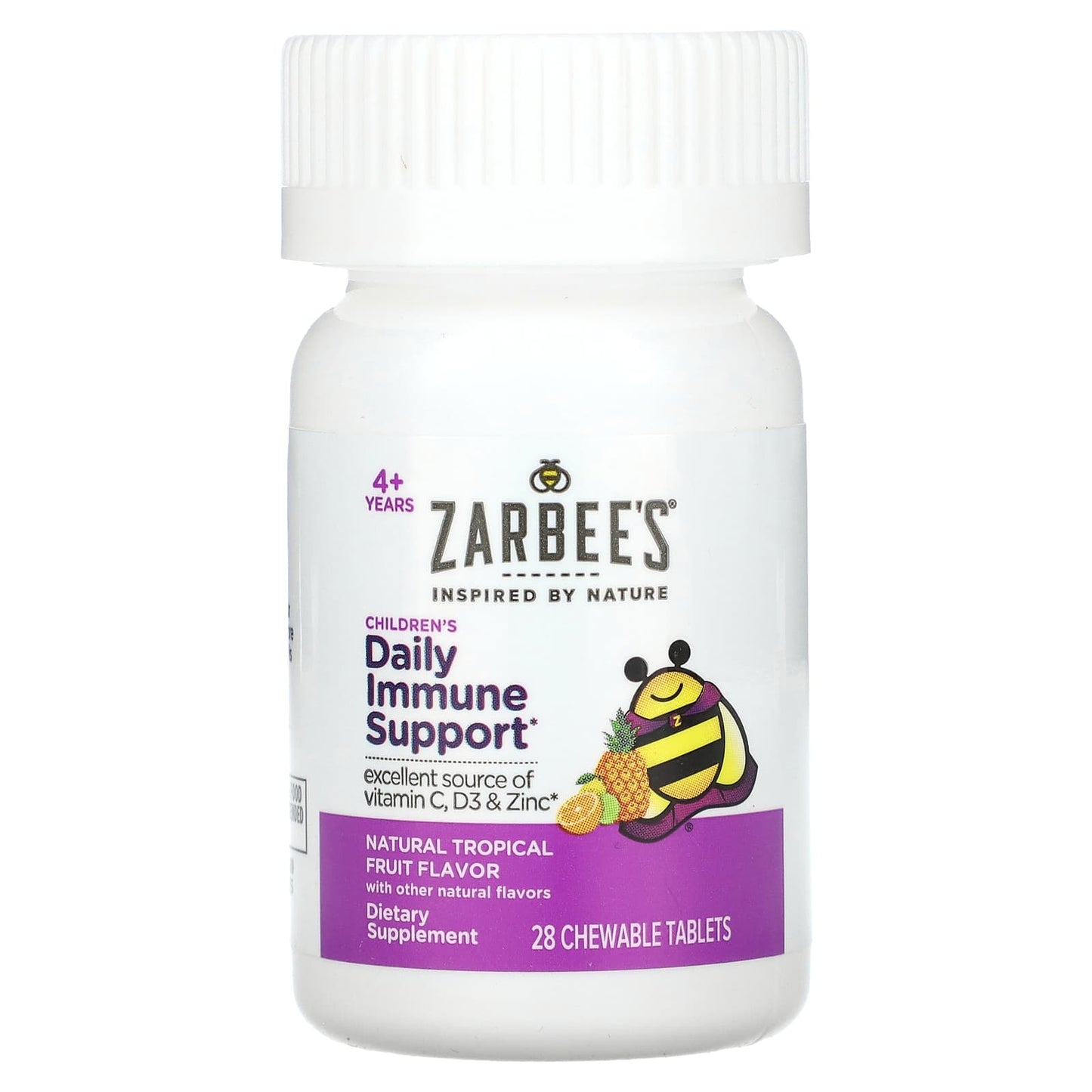 Zarbee's, Children's Daily Immune Support, 4+ Years, Natural Tropical Fruit, 28 Chewable Tablets