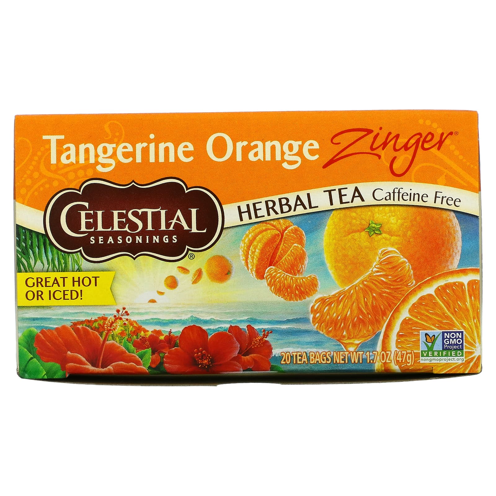 Celestial Seasonings-Herbal Tea-Tangerine Orange Zinger-Caffeine Free-20 Tea Bags-1.7 oz (47 g)