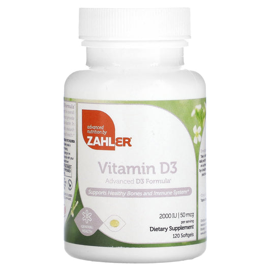 Zahler-Vitamin D3-Advanced D3 Formula-50 mcg (2,000 IU)-120 Softgels