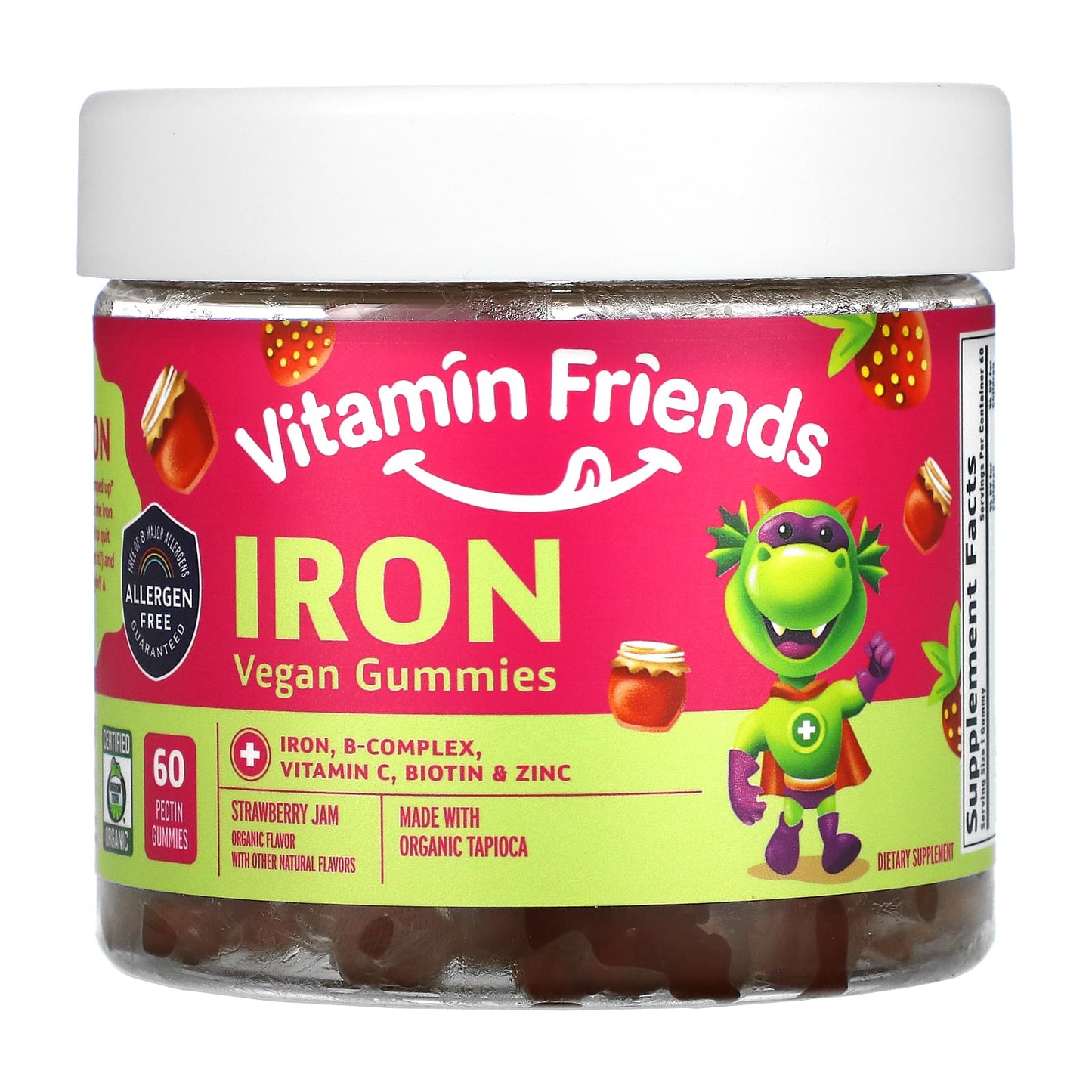 Vitamin Friends-Iron Vegan Gummies-Strawberry Jam-60 Pectin Gummies