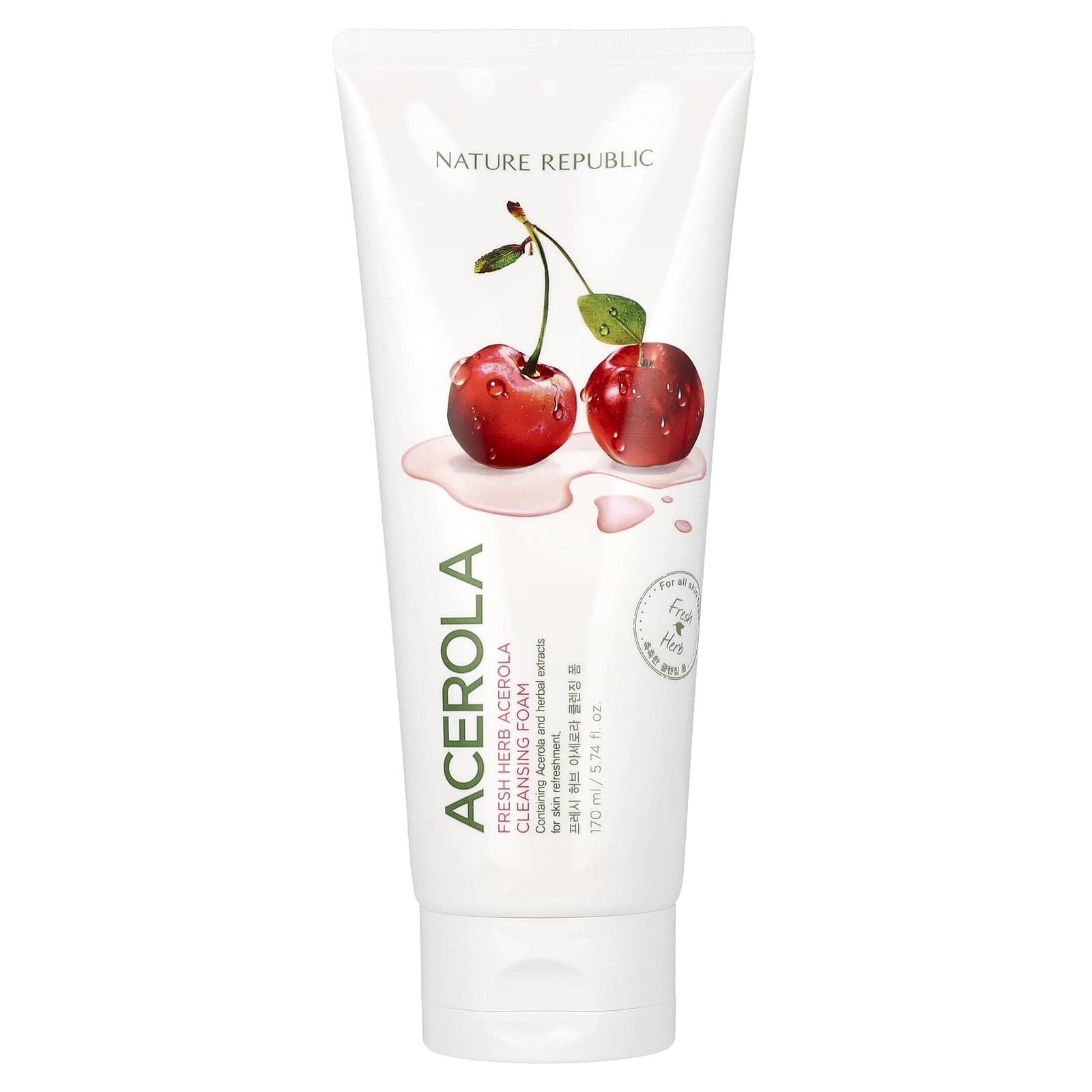 Nature Republic-Fresh Herb Cleansing Foam-Acerola-5.74 fl oz (170 ml)