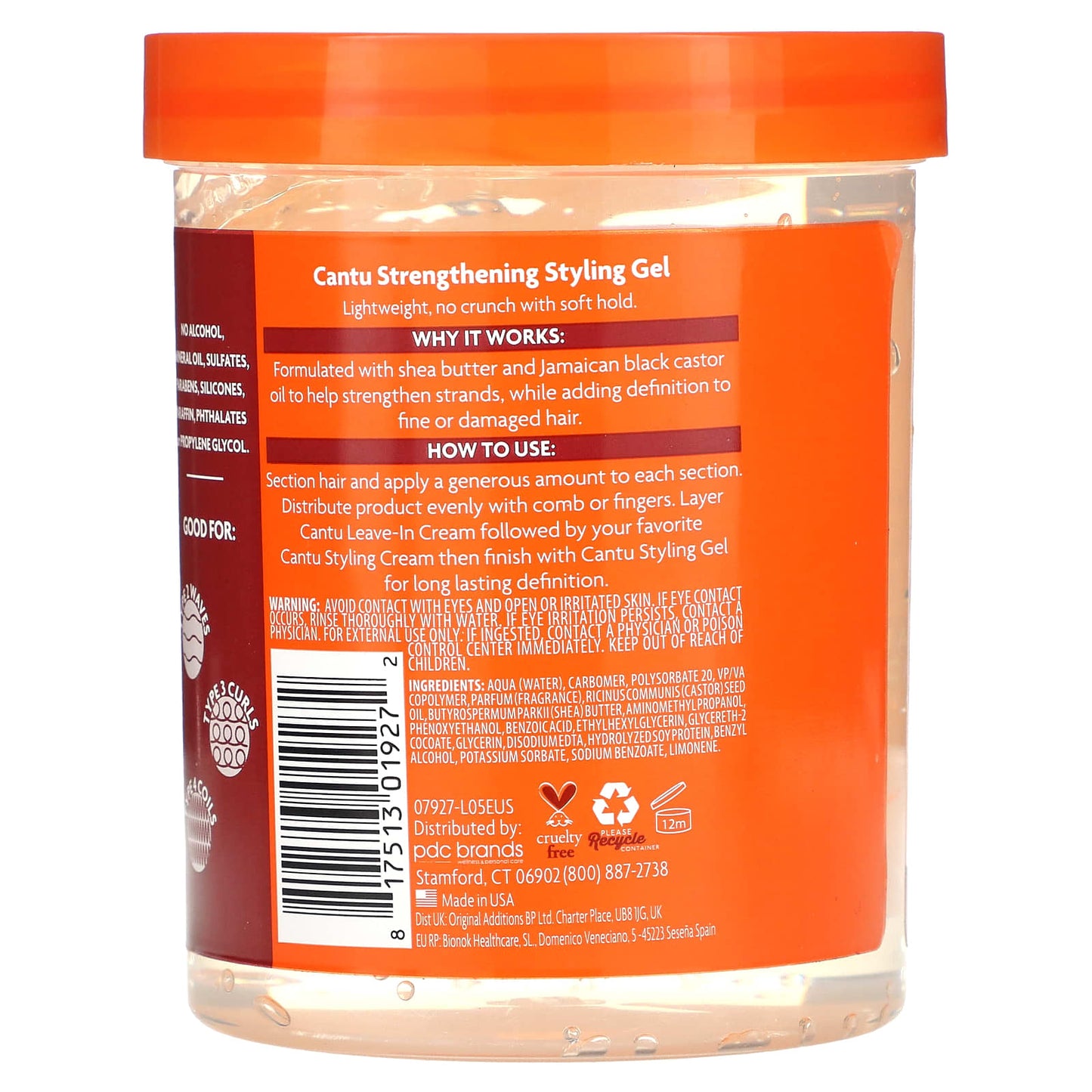 Cantu, Shea Butter, Flexible Hold Strengthening Styling Gel, 18.5 oz (524 g)