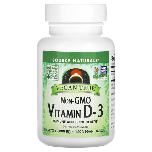 Source Naturals-Non-GMO Vitamin D-3-50 mcg (2,000 IU)-120 Vegan Capsules