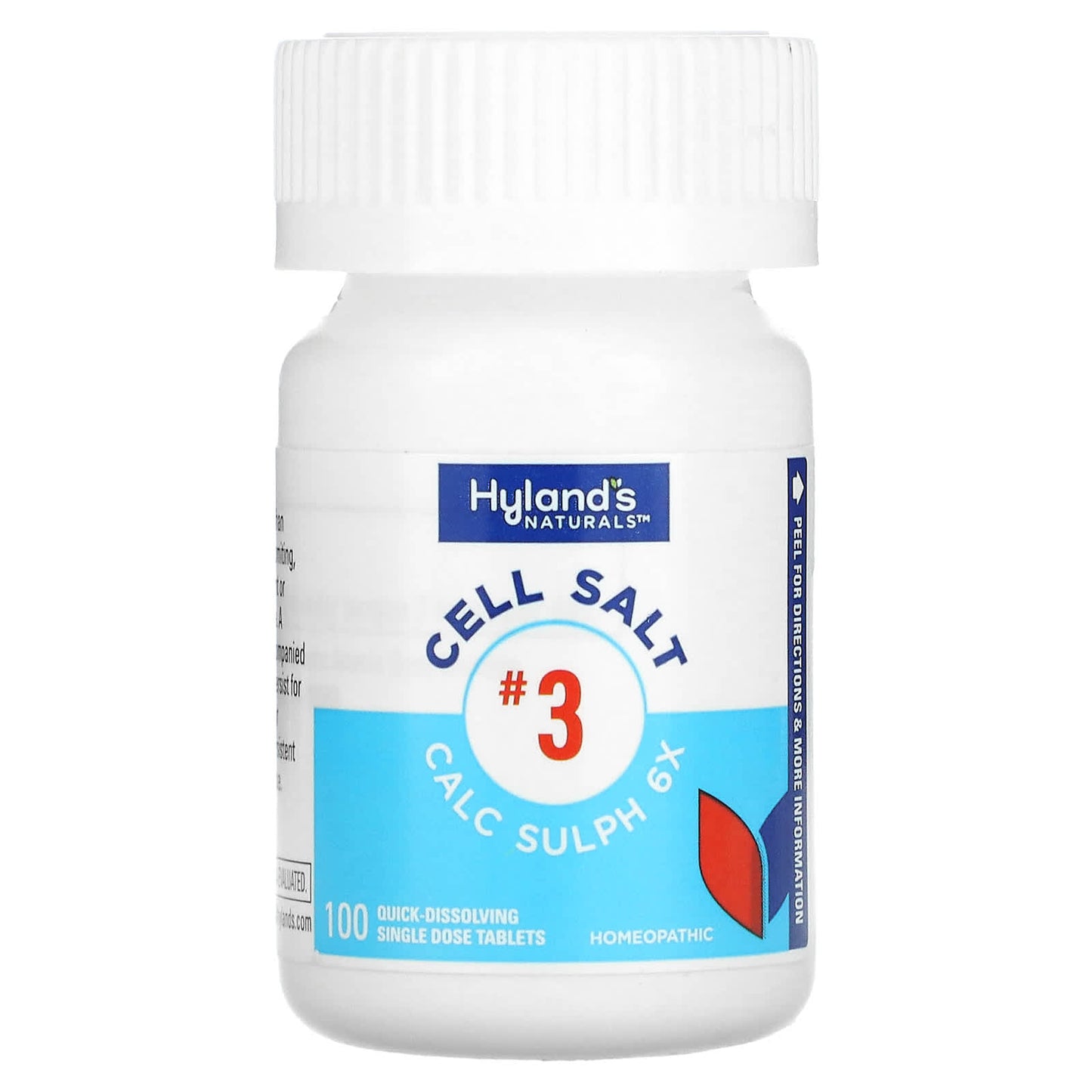 Hyland's Naturals, Cell Salt #3, Calc Sulph 6X, 100 Quick-Dissolving Single Tablet