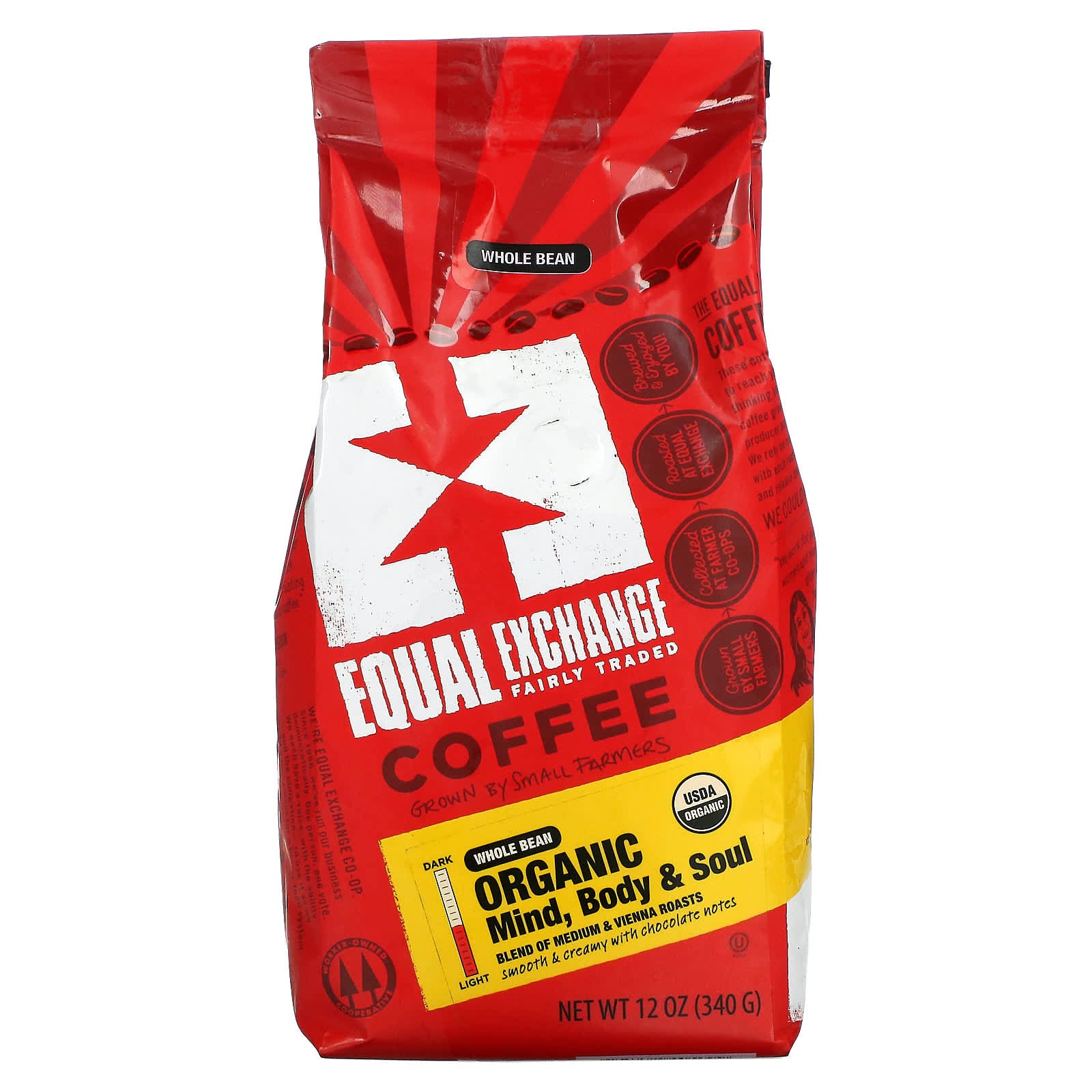 Equal Exchange-Organic Coffee-Mind Body & Soul-Whole Bean-Medium Roast-12 oz (340 g)