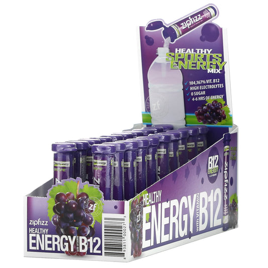 Zipfizz-Healthy Sports Energy Mix with Vitamin B12-Grape-20 Tubes-0.39 oz (11 g) Each