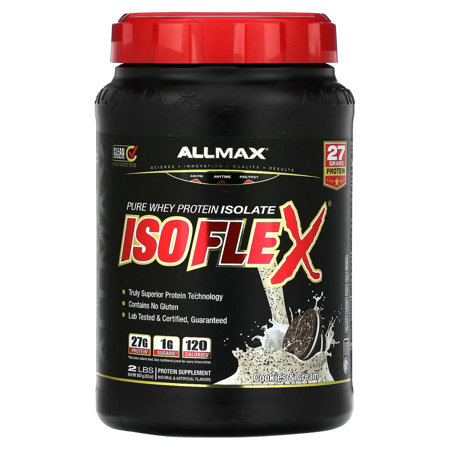 ALLMAX-Isoflex-100% Pure Whey Protein Isolate-Cookies & Cream-2 lbs (907 g)