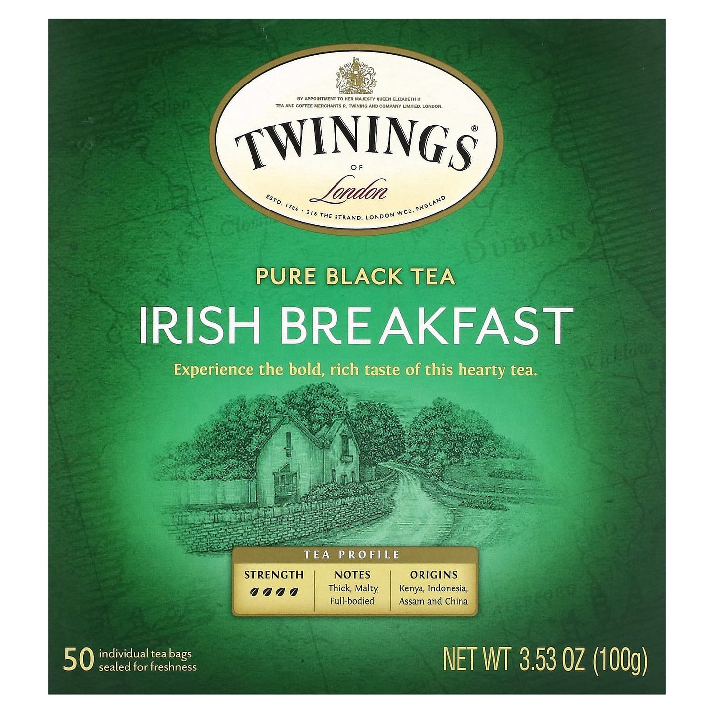 Twinings-Pure Black Tea-Irish Breakfast-50 Tea Bags-3.53 oz (100 g)