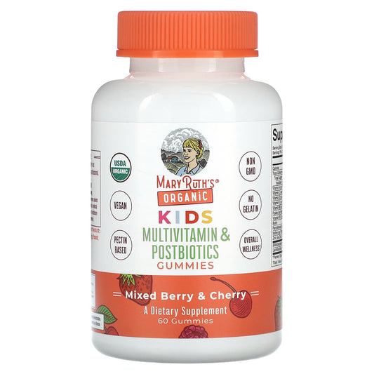 MaryRuth's-Organic Kids-Multivitamin & Postbiotics Gummies-Mixed Berry & Cherry-60 Gummies