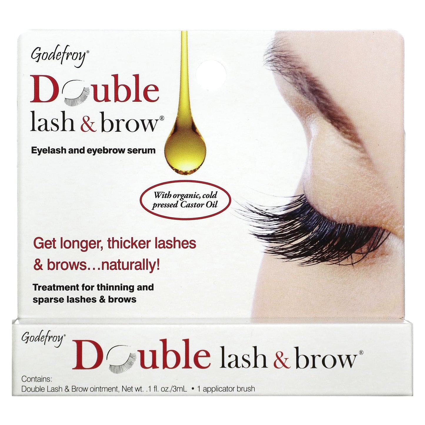 Godefroy-Double Lash & Brow-Eyelash and Eyebrow Serum-0.1 fl oz (3 ml)