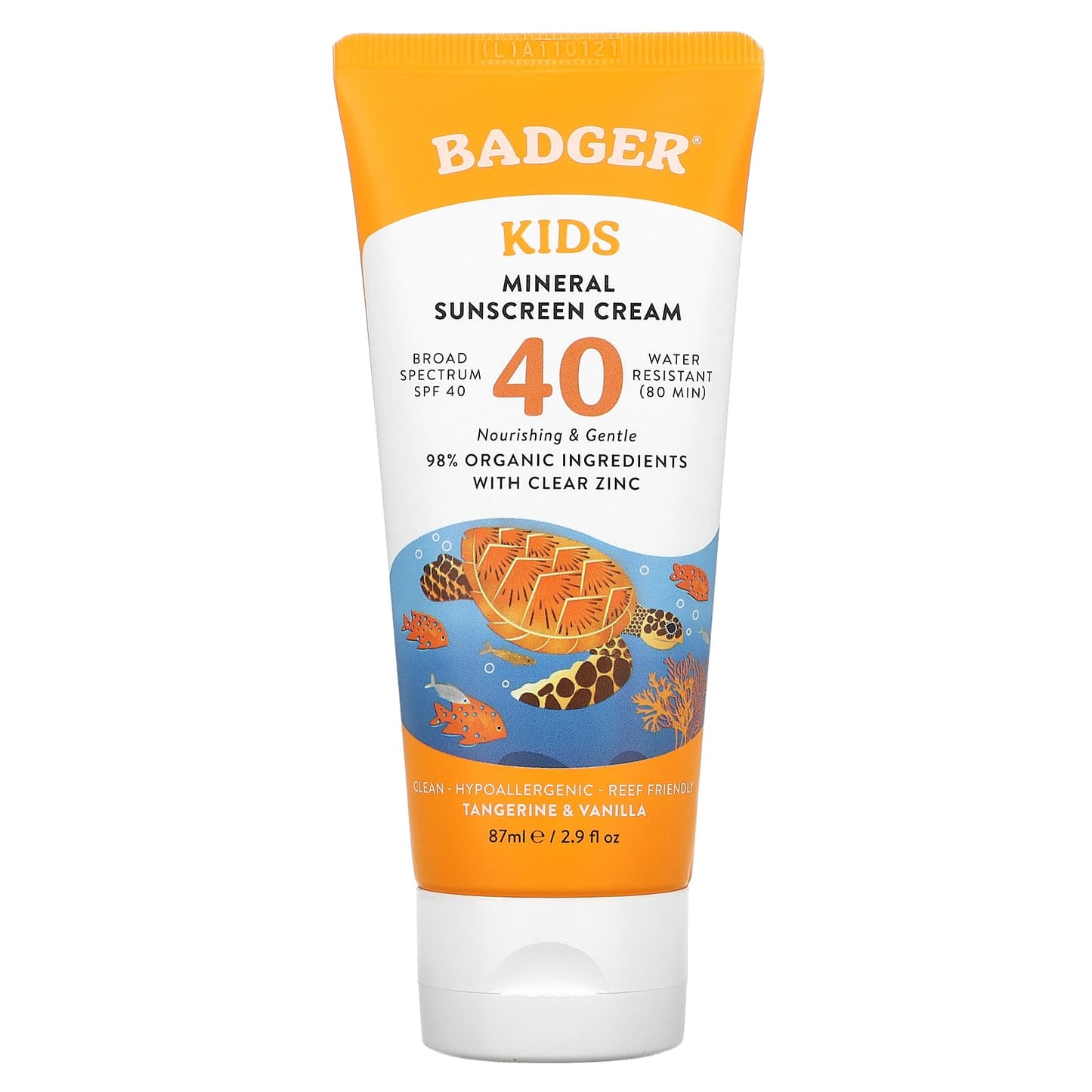 Badger Company-Kids-Mineral Sunscreen Cream-SPF 40-Tangerine & Vanilla-2.9 fl oz (87 ml)