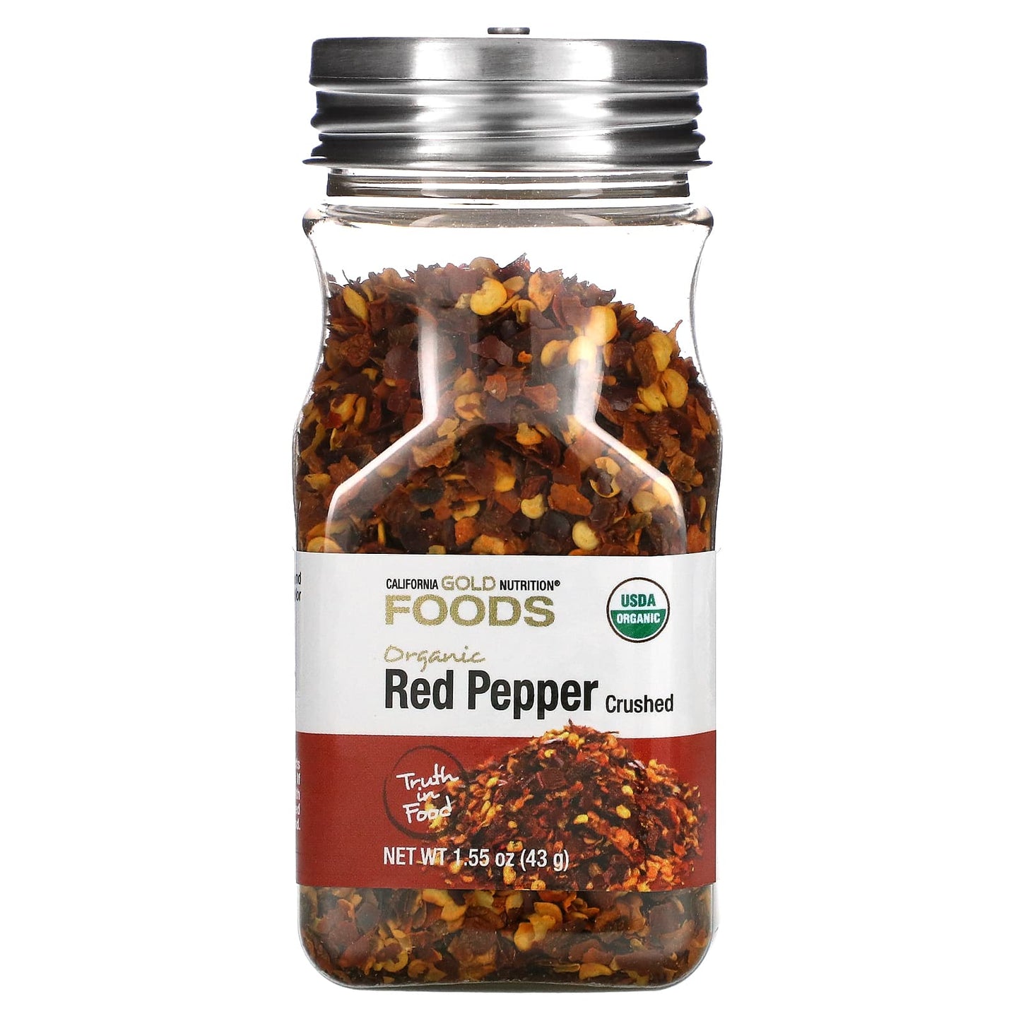 California Gold Nutrition-FOODS - Organic Crushed Red Pepper-1.55 oz (43 g)