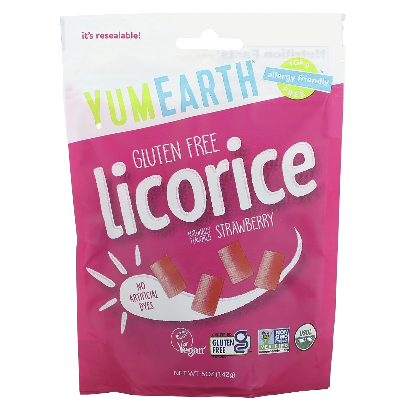 YumEarth-Gluten Free Licorice-Strawberry-5 oz (142 g)