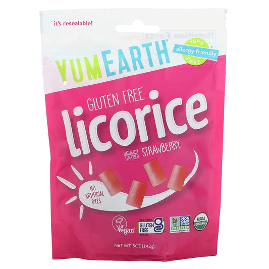 YumEarth-Gluten Free Licorice-Strawberry-5 oz (142 g)