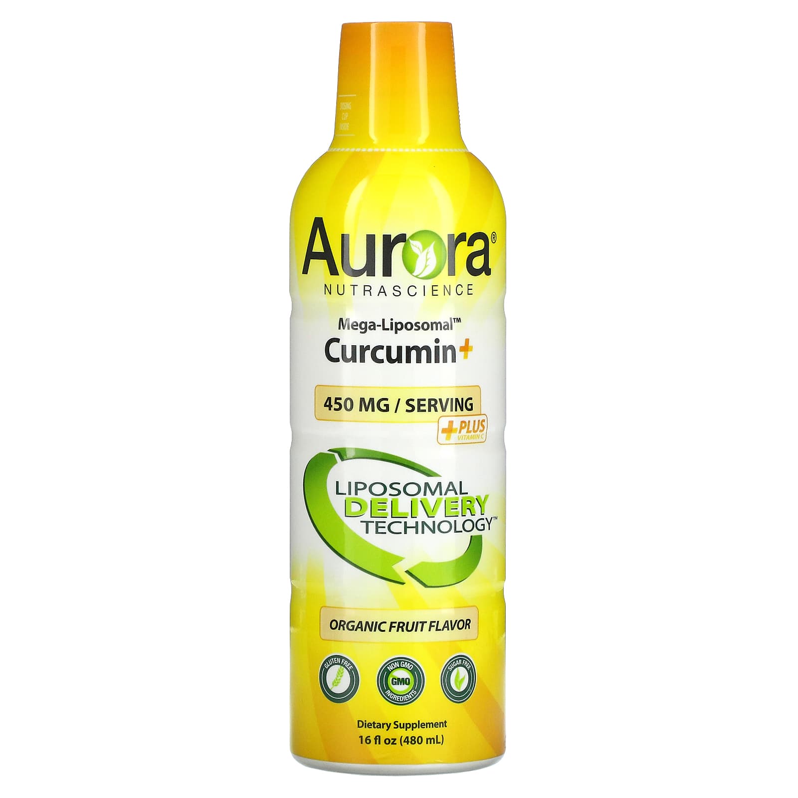 Aurora Nutrascience-Mega-Liposomal Curcumin+-Organic Fruit-450 mg-16 fl oz (480 ml)