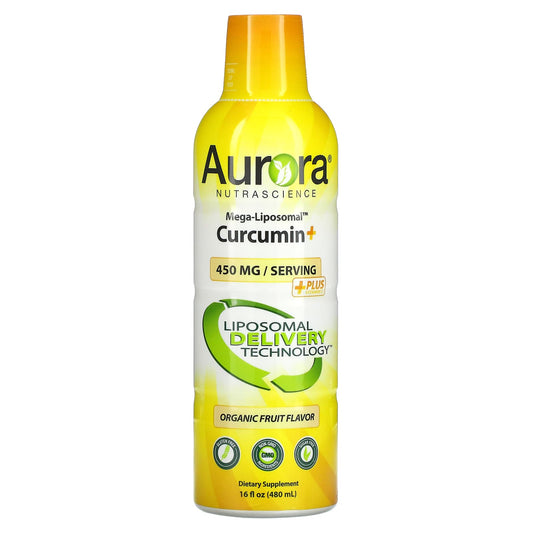 Aurora Nutrascience-Mega-Liposomal Curcumin+-Organic Fruit-450 mg-16 fl oz (480 ml)