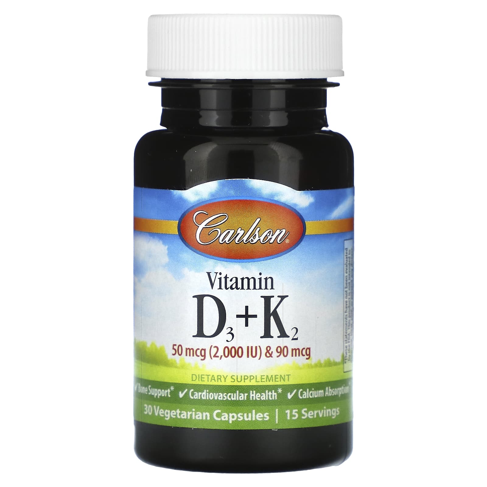 Carlson-Vitamin D3 + K2-30 Vegetarian Capsules