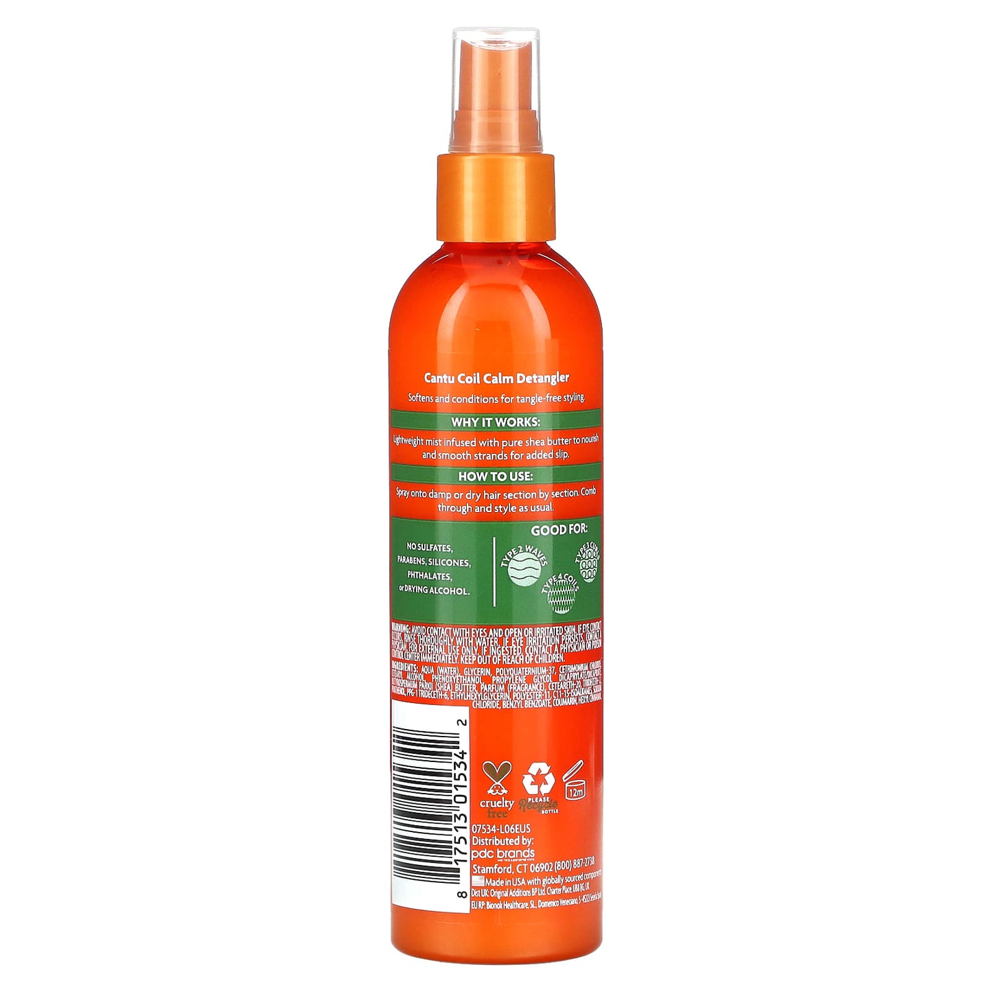 Cantu, Shea Butter Coil Calm Detangler, For Natural Curls, Coils & Waves, 8 fl oz (237 ml)