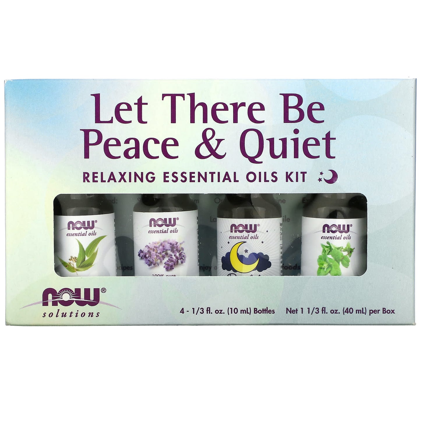 NOW Foods, Let There Be Peace & Quiet, Relaxing Essential Oils Kit, 4 Bottles, 1/3 fl oz (10 ml) Each