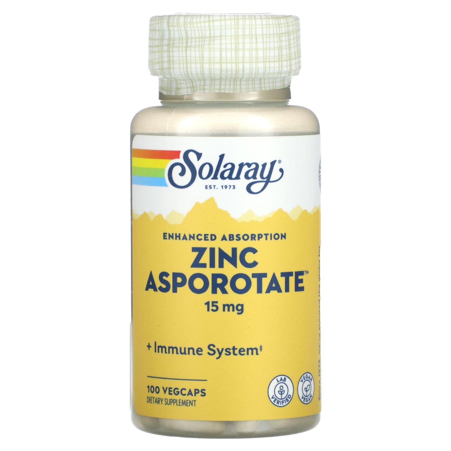 Solaray-Enhanced Absorption-Zinc Asporotate -15 mg -100 VegCaps