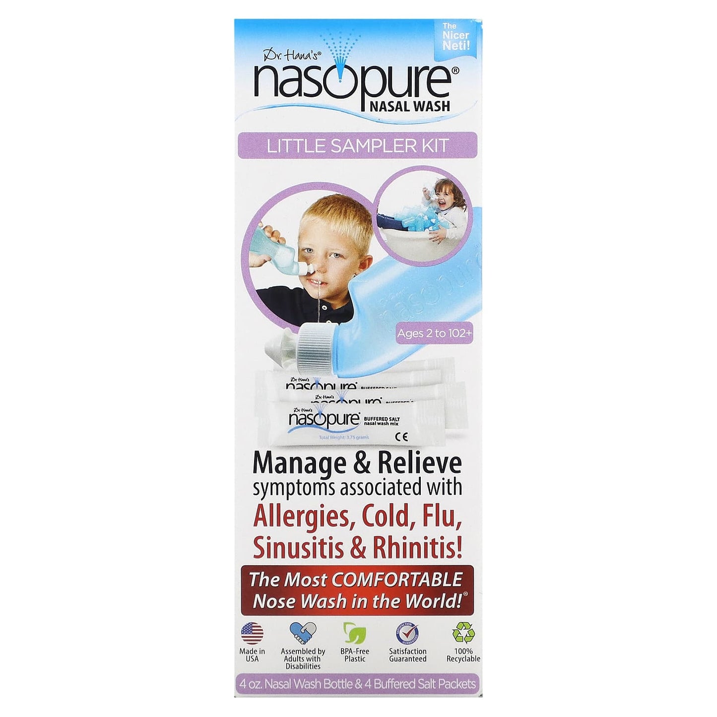 Nasopure-Dr. Hana's Nasal Wash-Little Sampler Kit-Ages 2 to 102+-6 Piece Kit