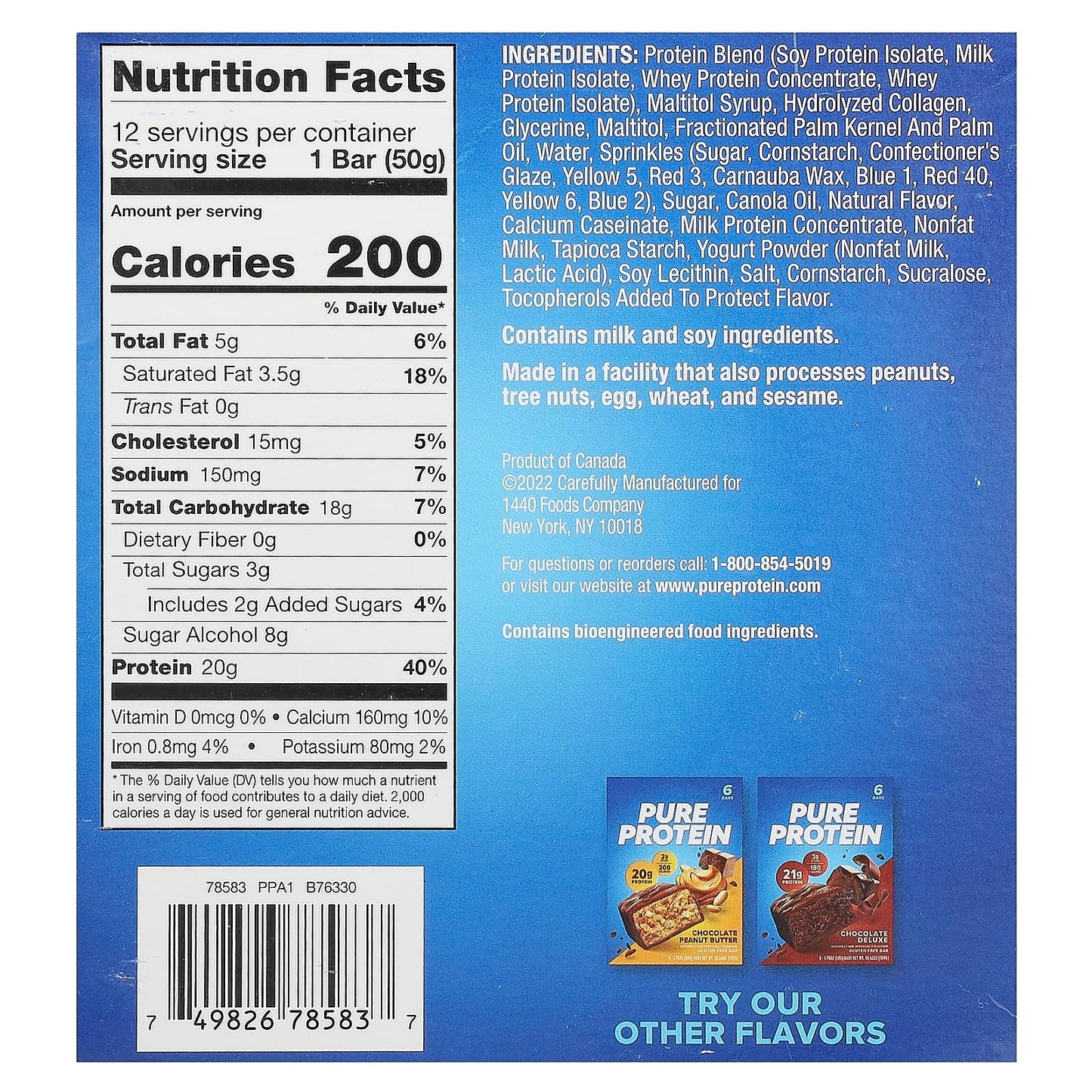 Pure Protein, Gluten Free Bars, Birthday Cake, 12 Bars,1.76 oz (50 g) Bars