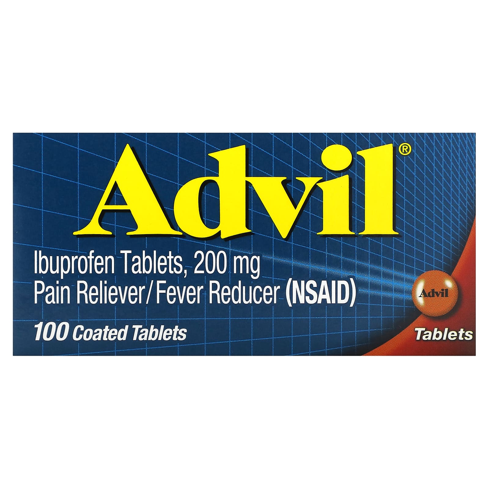 Advil-Ibuprofen Tablets-200 mg -100 Coated Tablets