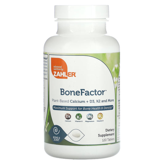 Zahler-BoneFactor-Plant-Based Calcium-D3+K2-120 Tablets