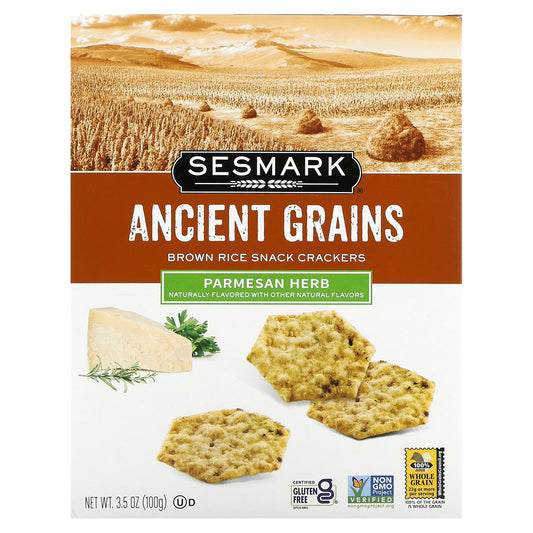 Sesmark-Brown Rice Snack Crackers-Parmesan Herb-3.5 oz (100 g)