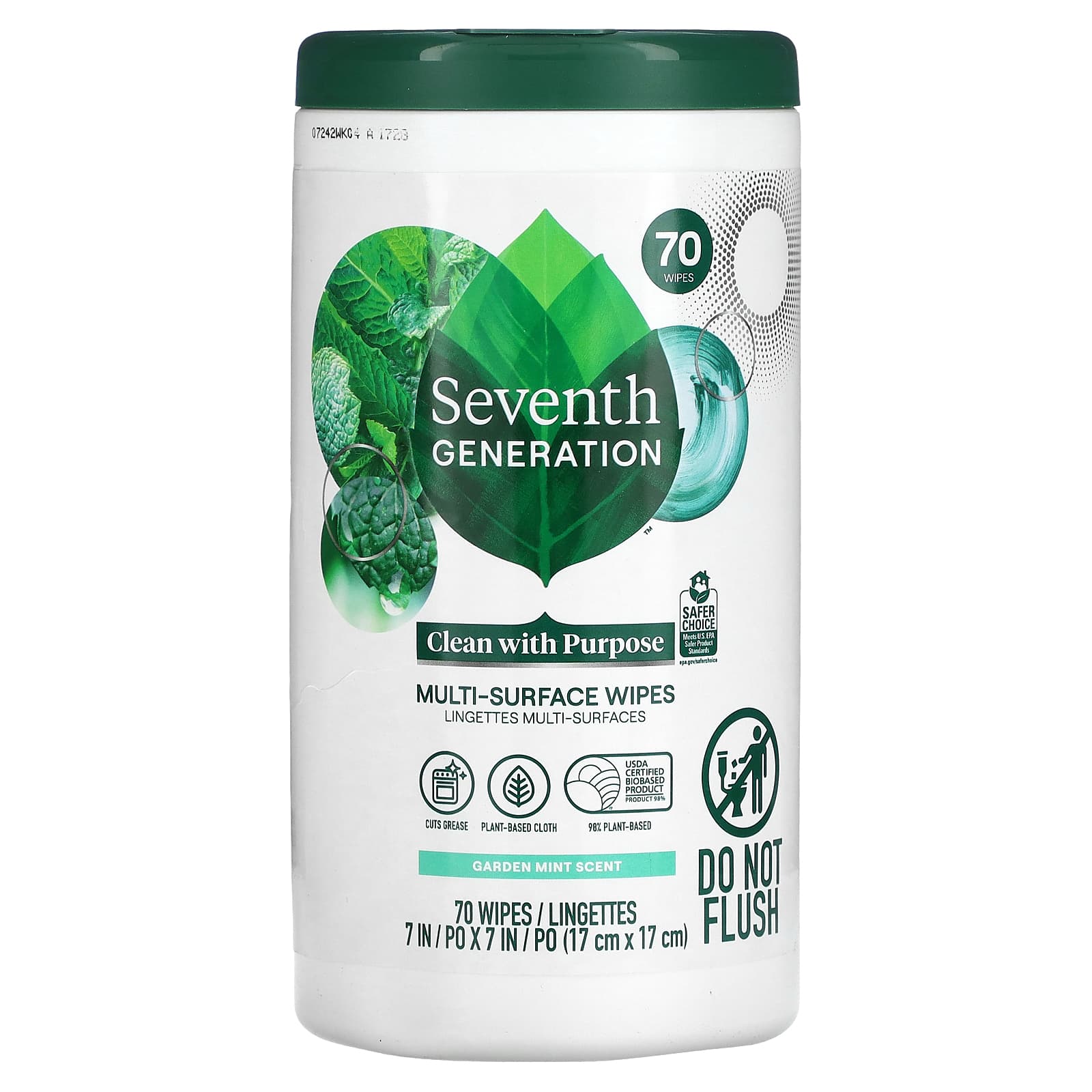 Seventh Generation-Multi-Surface Wipes-Garden Mint -70 Wipes