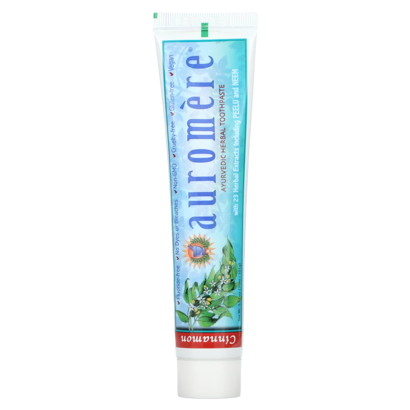 Auromere-Ayurvedic Herbal Toothpaste-Spicy Cinnamon-3.57 oz (101 g)