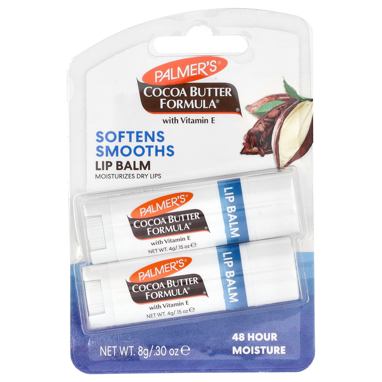 Palmer's, Cocoa Butter Formula with Vitamin E, Softens Smooths Lip Balm, 2 Pack, 0.15 oz (4 g) Each