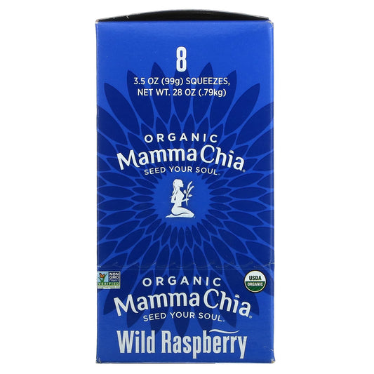 Mamma Chia-Organic Chia Squeeze-Vitality Snack-Wild Raspberry-8 Squeezes-3.5 oz  (99 g) Each