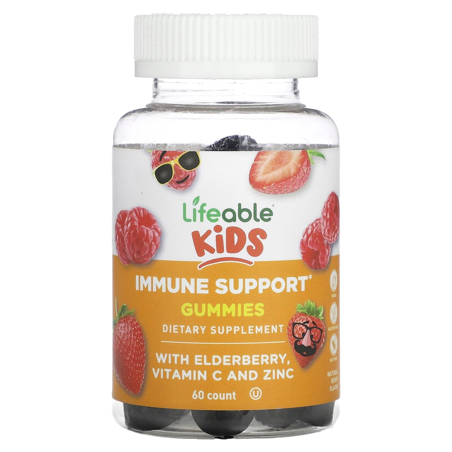 Lifeable-Kids Immune Support Gummies-Natural Berry-60 Gummies