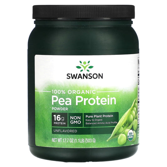 Swanson-100% Organic Pea Protein Powder-Unflavored-1.1 oz (503 g)