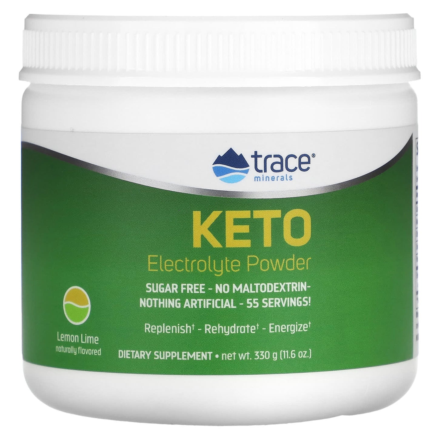 Trace Minerals ®-Keto Electrolyte Powder-Sugar Free-Lemon Lime-11.6 oz (330 g)