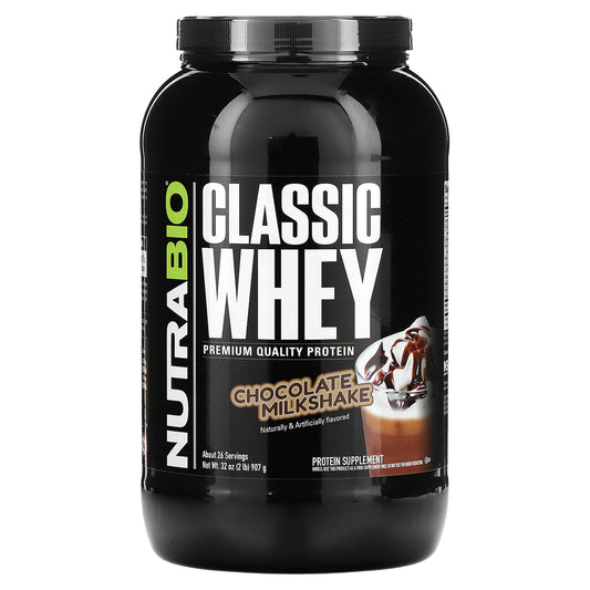 NutraBio-Classic Whey Protein-Chocolate Milkshake-2 lb (907 g)